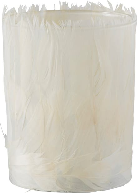 J-Line theelichthouder Veren - glas - creme - large - 2 stuks