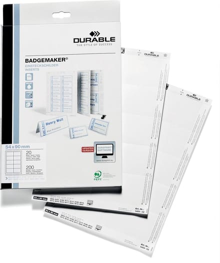 Badgekaart durable 1455 bedrukbaar 54x90mm 200st | 10 stuks