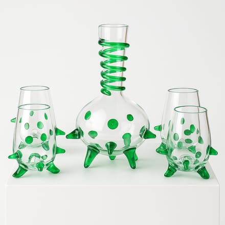 Loranto - 4 Glazen & Karaf Groen- Luxe Drink glazen - Europees glas