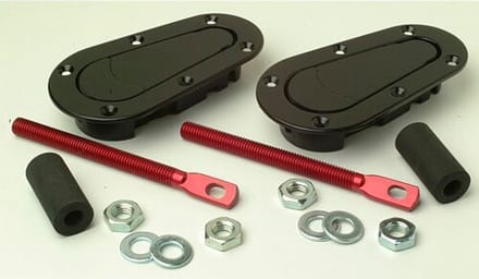 AutoStyle Set universele Racing Plus Flush motorkaphaken/-pins - zwart + rood aluminium pins