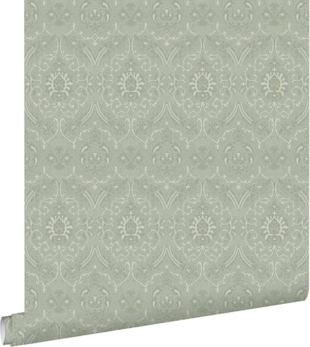 ESTAhome behang ornamenten vergrijsd mintgroen - 50 x 900 cm - 139640