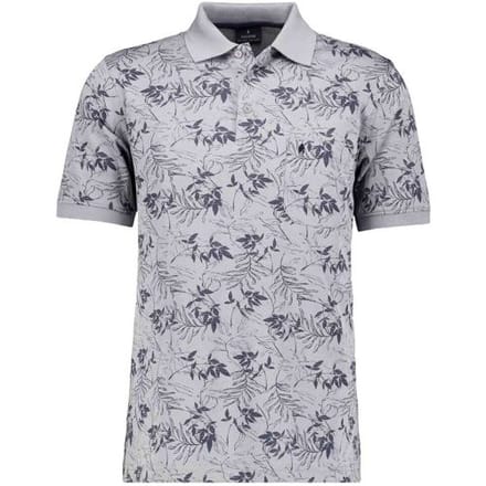 Ragman Polo Soft Knit Leaves Pattern Chest Pocket Zilvergrijs / male