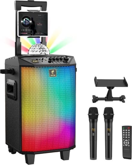 Luxe Karaoke Set voor Volwassenen – Met 2 Microfoons – Draadloze Microfoons – Bluetooth – Afstandsbediening – Kinderen – LED Verlichting