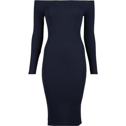 Geribde damesjurk met lange mouwen en off-the-shoulder mouwen Urban Classics