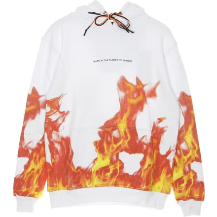 Vlammen wit lichtgewicht herensweatshirt met capuchon