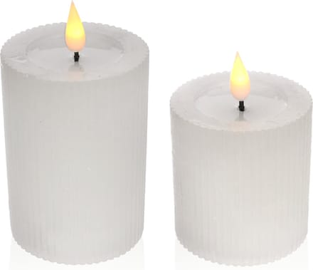 Comforder 2 LED Kaaren met Flikkerende Vlam - Elektrische Stomp Kaarsen op Batterijen met Timer - Ø7 cm Wit