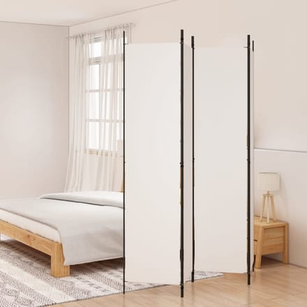 vidaXL - Kamerscherm - met - 4 - panelen - 200x220 - cm - stof - wit