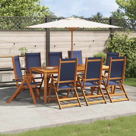 vidaXL - Opklapbare - stoelen, - 8 - stuks, - van - massief - acaciahout - en - textilene.