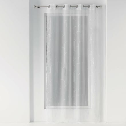 Glasgordijn 140 cm x 240 cm Silver Clouds White