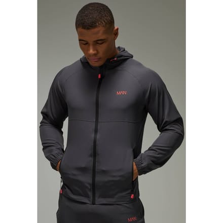 Heren Actieve Neon Logo Windbreaker | Charcoal | Size Large