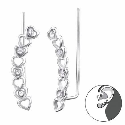 Montebello Oorbellen Lulu - 925 Zilver E-Coating - Pin - Hart - 3x20mm
