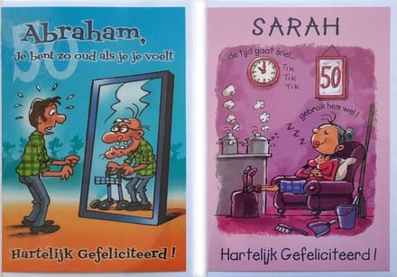 2 Wenskaarten - Abraham + Sarah - 12 x 17 cm