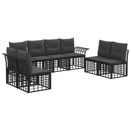 vidaXL - Buiten - bank - set - 8 - st - Zwart - en - Donker - Grijs - Polyester