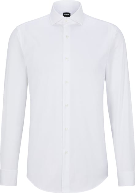 BOSS Hank slim fit smoking overhemd - twill - wit - Strijkvriendelijk - Boordmaat: 46