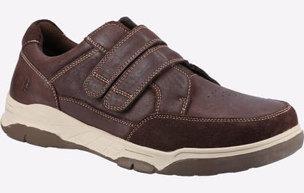 Hush Puppies Fabian Double Strap Leren Bruine Heren Instappers