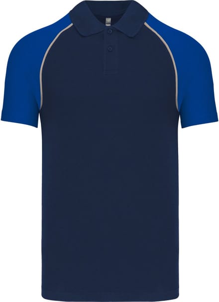 Herenpolo 'Baseball' korte mouwen Navy/Royal Blue - S