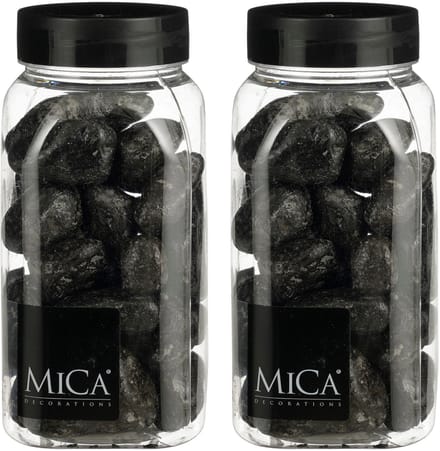 Mica Decorations decoratie stenen - 2x - groot - 650ml - antraciet mix - hobby steentjes - sier stenen
