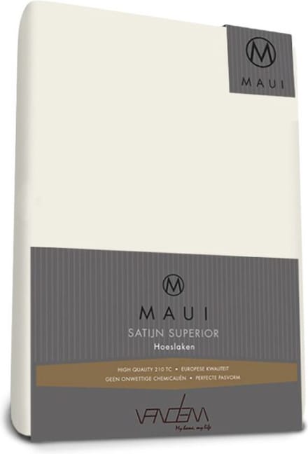 Maui - Van Dem -  satijn hoeslaken de luxe 200 x 210 cm wit