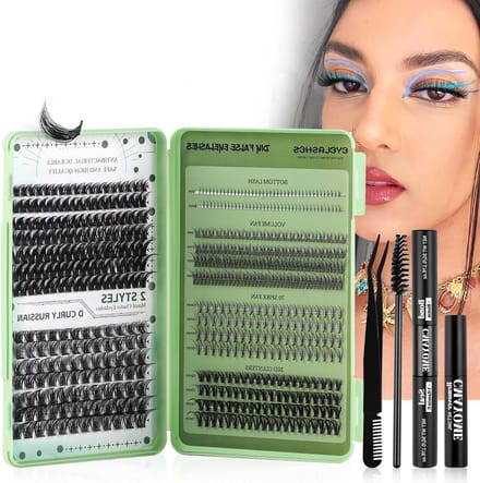 DIY Cluster Wimper Set van 551 Stukken, D Curl Wimperextensions, Volume Wimper Applicators en Mascara Borstel