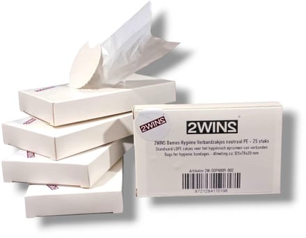 2WINS® - Damesverband zakjes - Hygiënezakjes - Plastic - 25 stuks (B4)