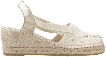 Dames espadrille van ruw katoen met sleehak en linten | TRACY-CZ