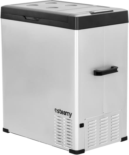 Steamy-E Single Zone Elektrische Compressor Koelbox - Single Zone - 64 liter - 12V en 230V - voor auto en camping - Zilver