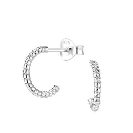 Joy|S - Zilveren oorringen - 12 mm - twisted halve hoepel