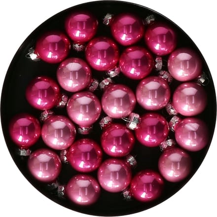 Othmar Decorations mini kerstballen - 24x st - roze tinten - glas - 2,5 cm