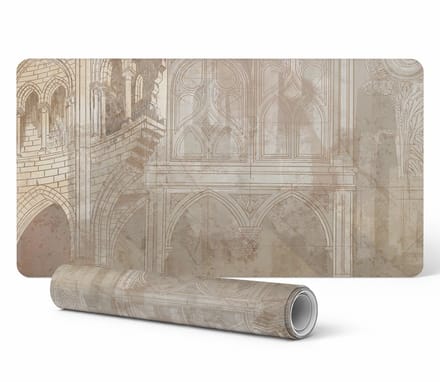 Duurzame antislip bureauonderlegger met gotisch architectuurmotief, 90x45 cm