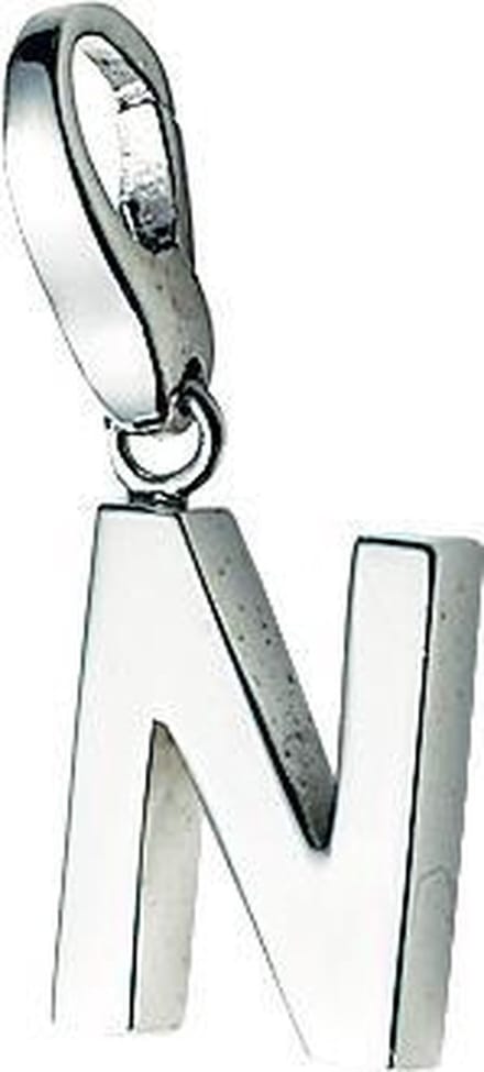Bedel | charm | N | zilver | hanger | letter | karabijn slot