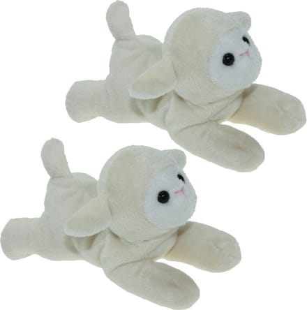 Cornelissen Schaap Knuffel - 2x stuks - pluche - 17 cm - lammetje knuffeldier - boerderij thema