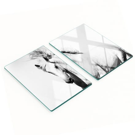 Multifunctionele decoratieve glazen snijplanken voor de keuken, wit paard, 2x40x52 cm