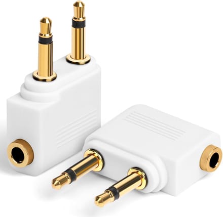 SolidKeus - 2-Pack Goud Plated Vliegtuigadapter voor Hoofdtelefoons