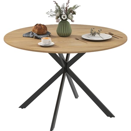 Homcom Ronde Eettafel voor 4 personen Ø120X75 cm Eiken Roble