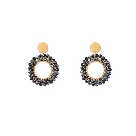 Go Dutch Label Oorknoppen beads circle Zwart