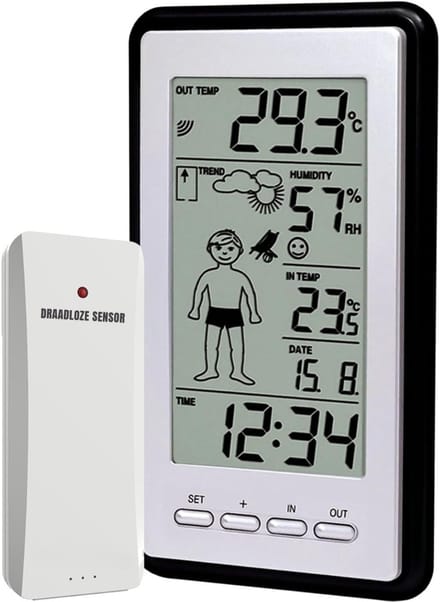 SCH® Weerstation met Buitensensor - Weerstation - Zwart - ‎9cm x 3cm x 15cm