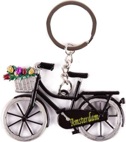 Sleutelhanger - Amsterdam - Zwart met Tulpen