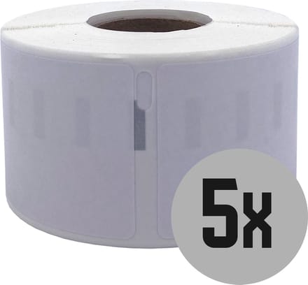 DULA Dymo Compatible labels - Wit - 99012 - S0722400 - Adresetiketten - 5 rollen - 36 x 89 mm - 260 labels per rol