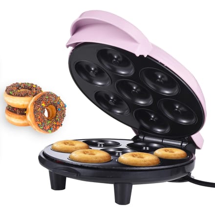 Dash Mini Donut Maker Machine maakt 7 donuts 700 W Dubbelzijdige verwarming met antiaanbaklaag US Plug roze
