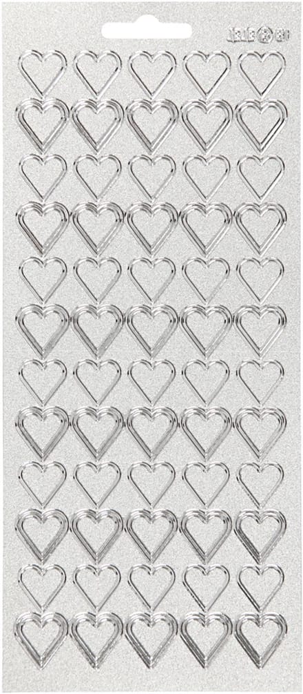 Stickers, harten, vel 10x23 cm, zilver, 1 vel