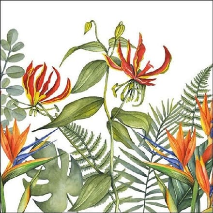 Lunch Servetten Tropical Flowers White - Ambiente - 33x33 cm