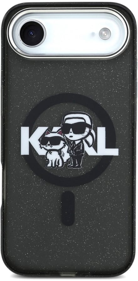 Karl Lagerfeld Back Cover Case - iPhone 17 Air - Zwart - MagSafe - Glitter K&C Sketch Logo