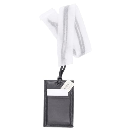 Alexander McQueen Kaart Houder met Strap Lanyard in Zwart Leer