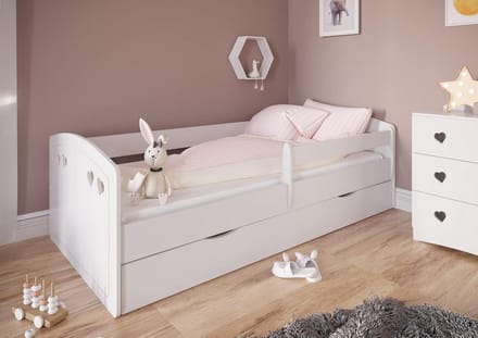 Kinderbed - Rustbed Meubel - Veilig Slapen - Afneembaar Rooster - 100 cm - Wit