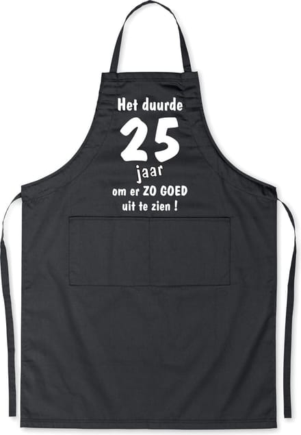 Mijncadeautje - Luxe Keukenschort - Het duurde 25 jaar - Unisex - Zwart - Leeftijd
