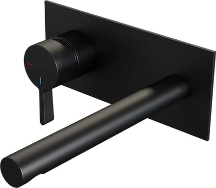 Brauer Black Edition inbouw wastafelmengkraan met rechte uitloop en afdekplaat model E2 mat zwart