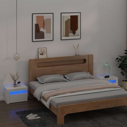 vidaXL - Nachtkastjes - 2 - st - LED - 60x35x40 - cm - wit