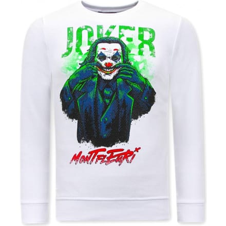 Heren Sweater met Print - Joker - 3762 - Wit