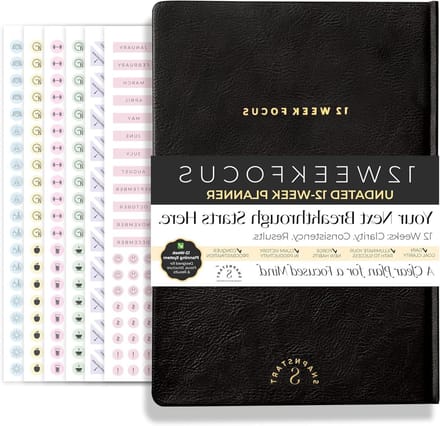 Focus Planner - Projectplanner Dagplanner - Doelen Bereiken - 12 Weken Focus - 7 x 10 Inch - Zwart