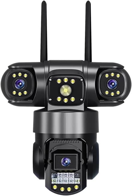 Buitencamera - Beveiligingscamera - Woning beveiligen - Drie lenzen - IP66 - Zwart